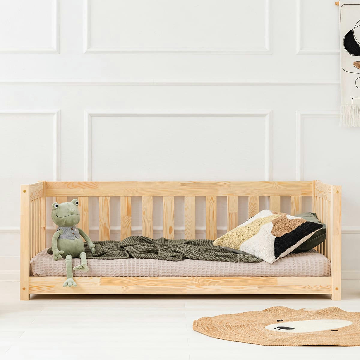 THELMA - Lit banquette 90x190 sommier inclus naturel