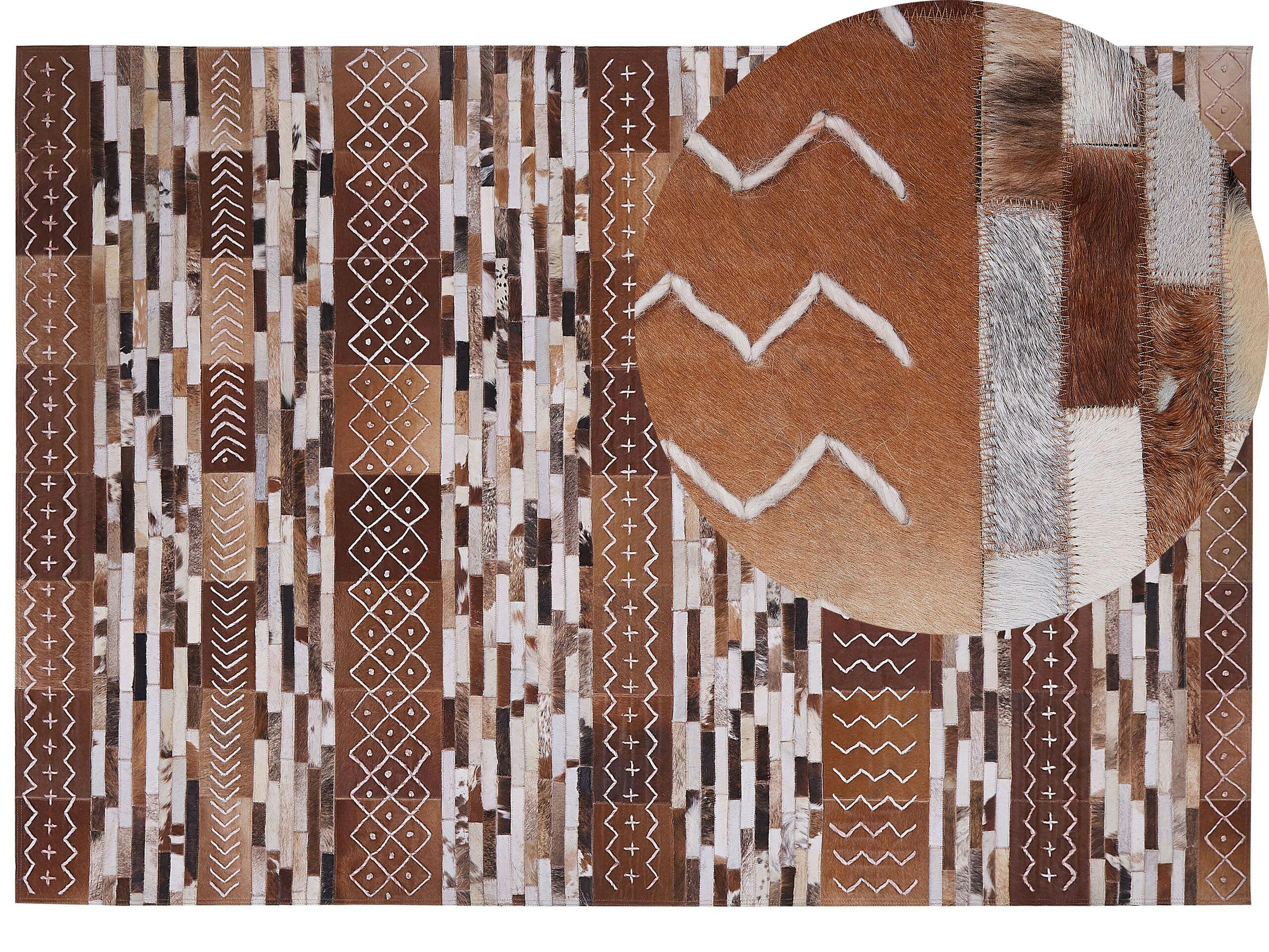 HEREKLI - Tapis en cuir véritable marron 230x160cm
