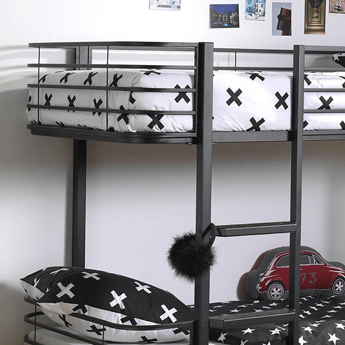 CURVE - Lits  superposés 90x200cm métal noir coins arrondis