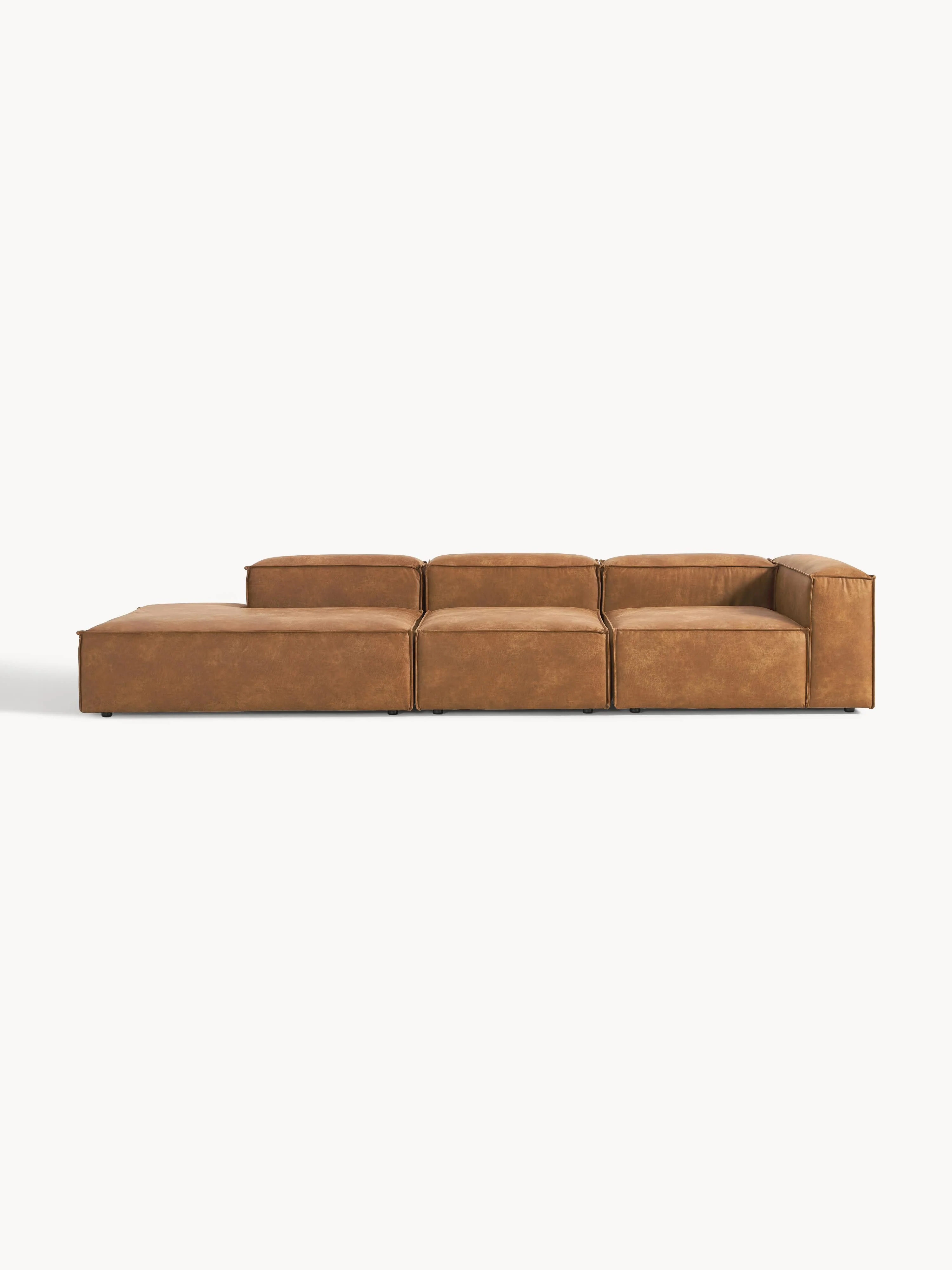 Modulare XL-Ottomane Lennon aus recyceltem Leder