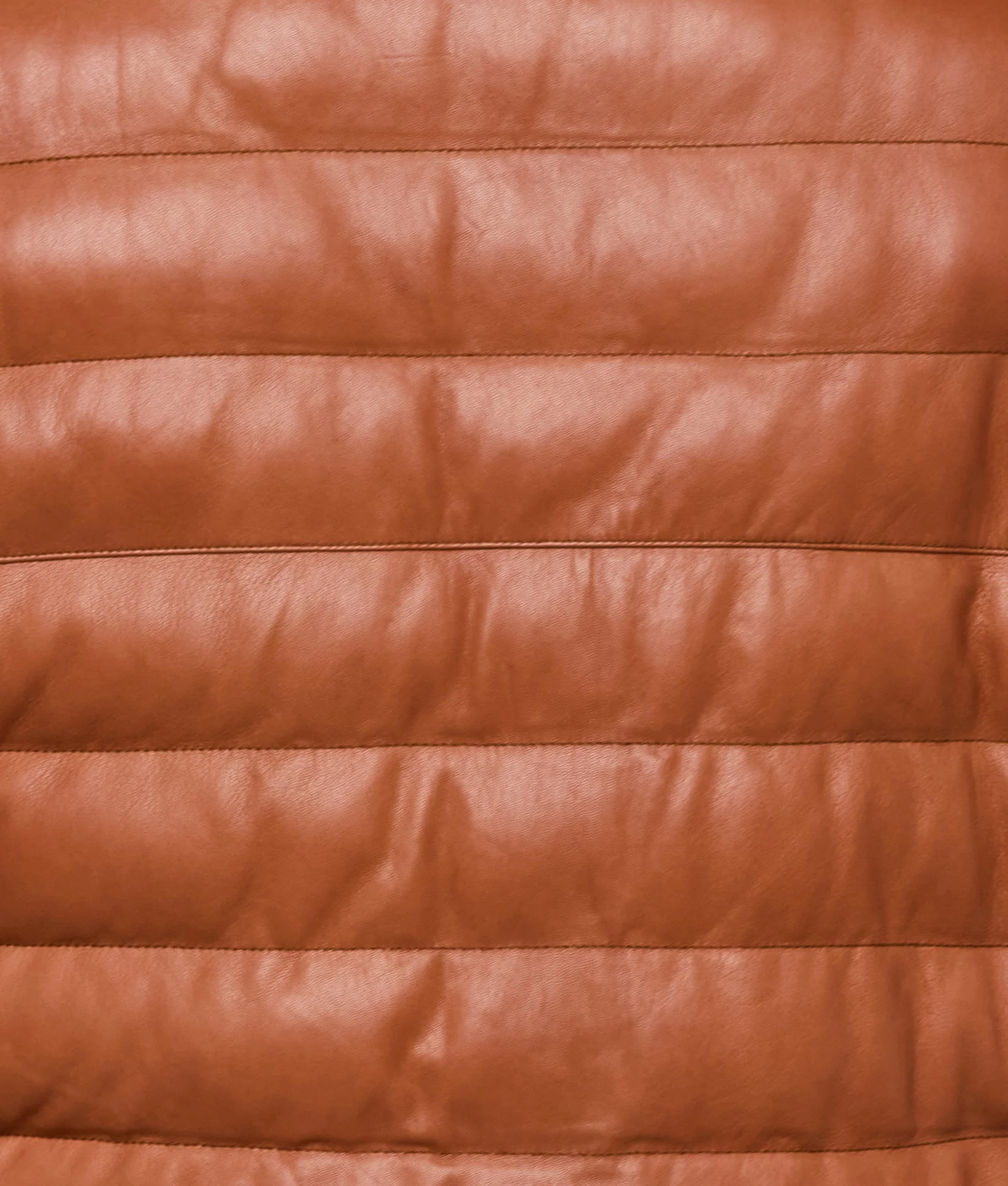 Men's Leather Puffer Jacket - Cognac