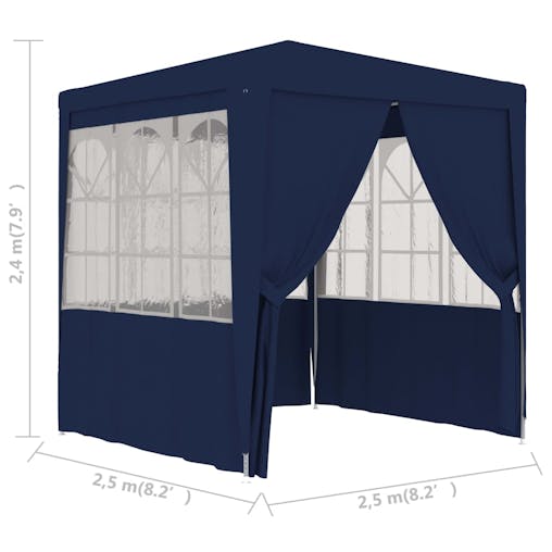 NNEVL Professional Party Tent with Side Walls 2.5x2.5 m Blue 90 g/m&sup2;