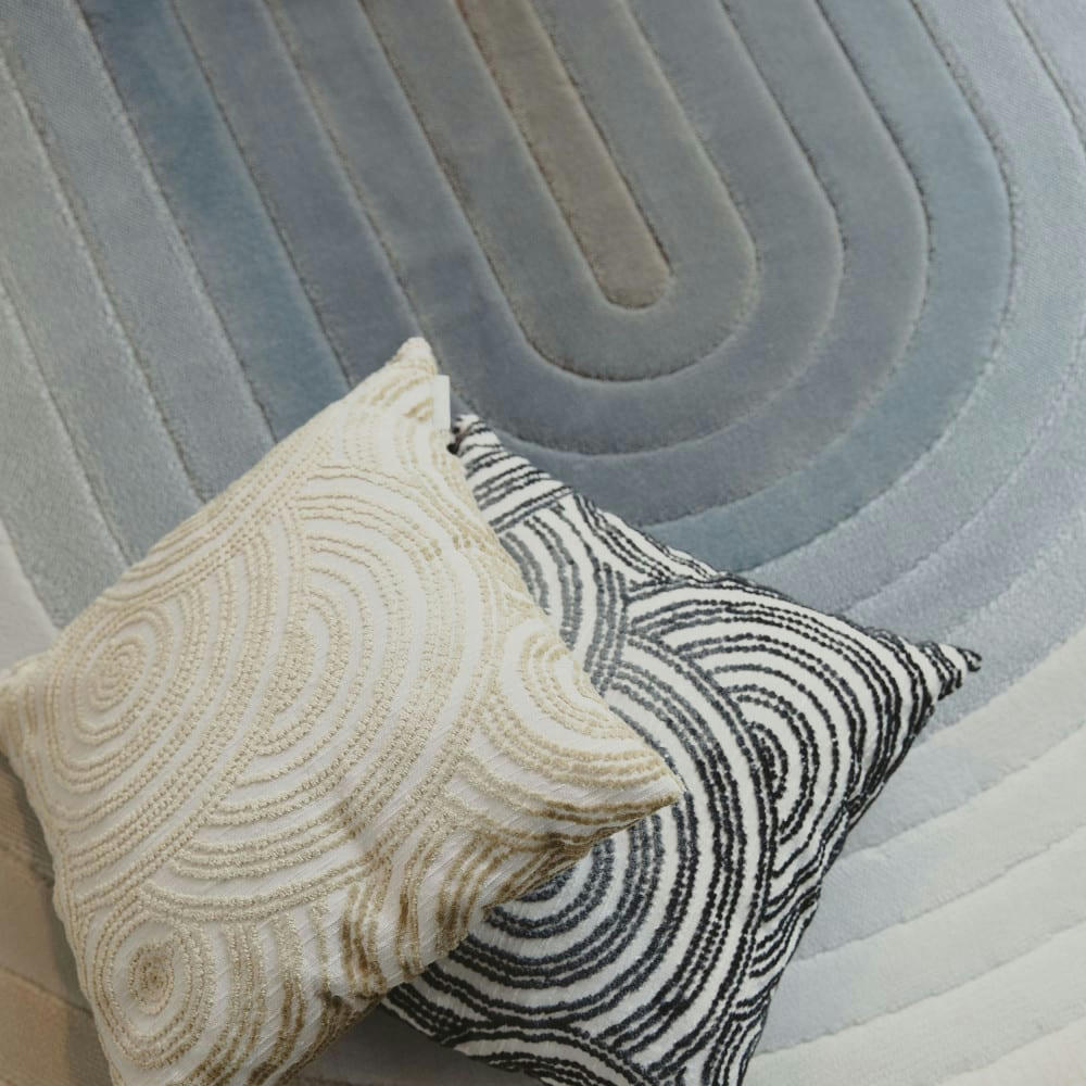 OLYMPIC I - Tapis ovale bleu  et  beige 160x230 cm