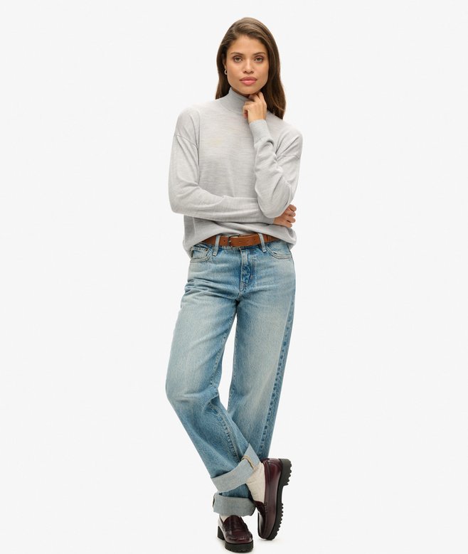 Merino Drop Shoulder Roll Neck Jumper