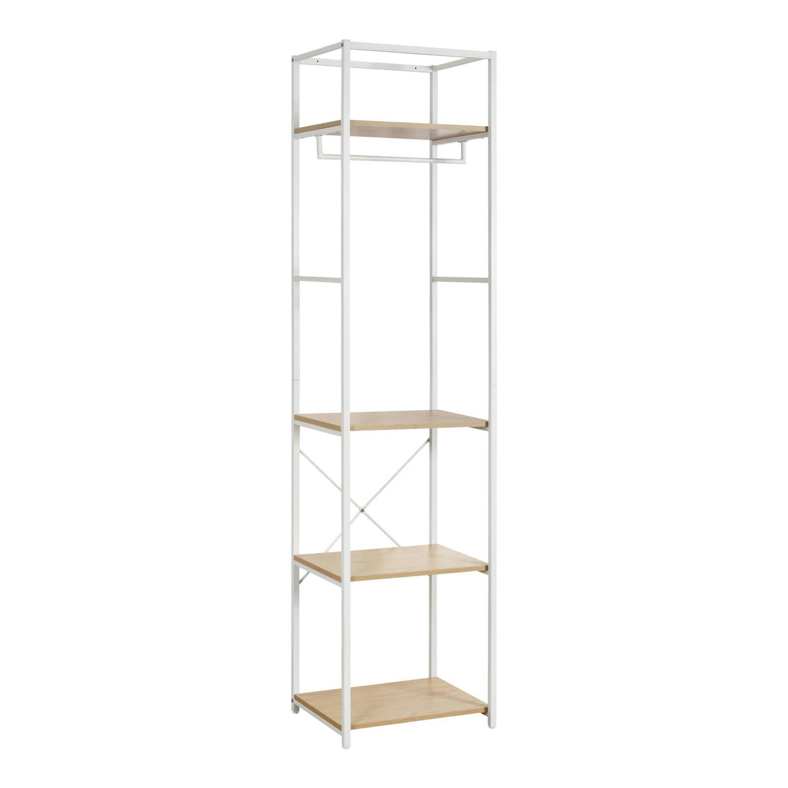 JUNE - Portant vêtements en bois et métal L50 x H200cm  Blanc