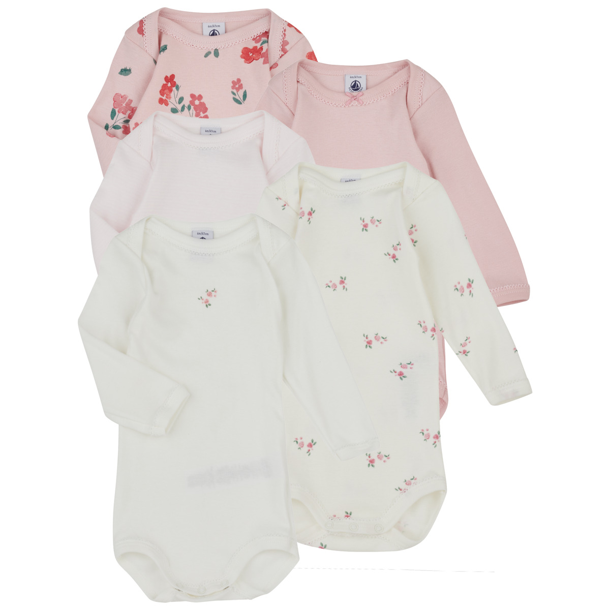 Petit Bateau - LOT BODIES X5 - Pink