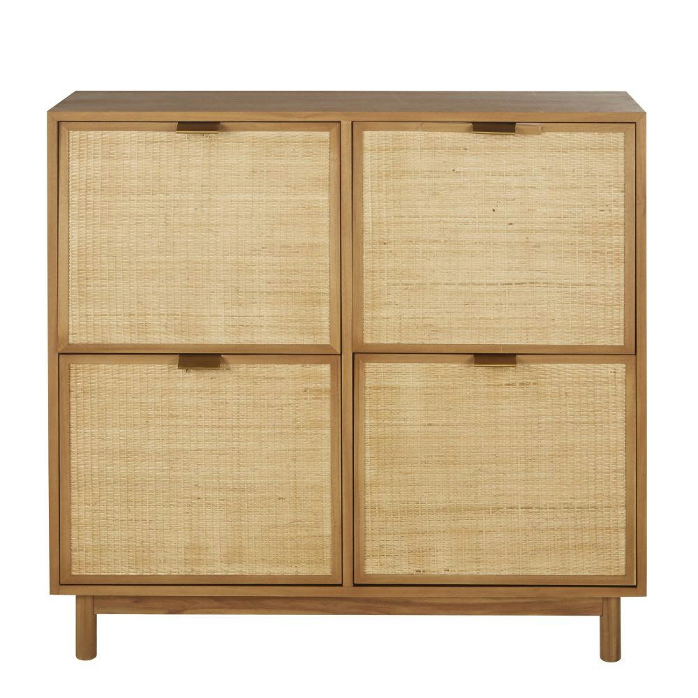 Tarifa - Meuble à chaussures 4 portes cannage en rotin