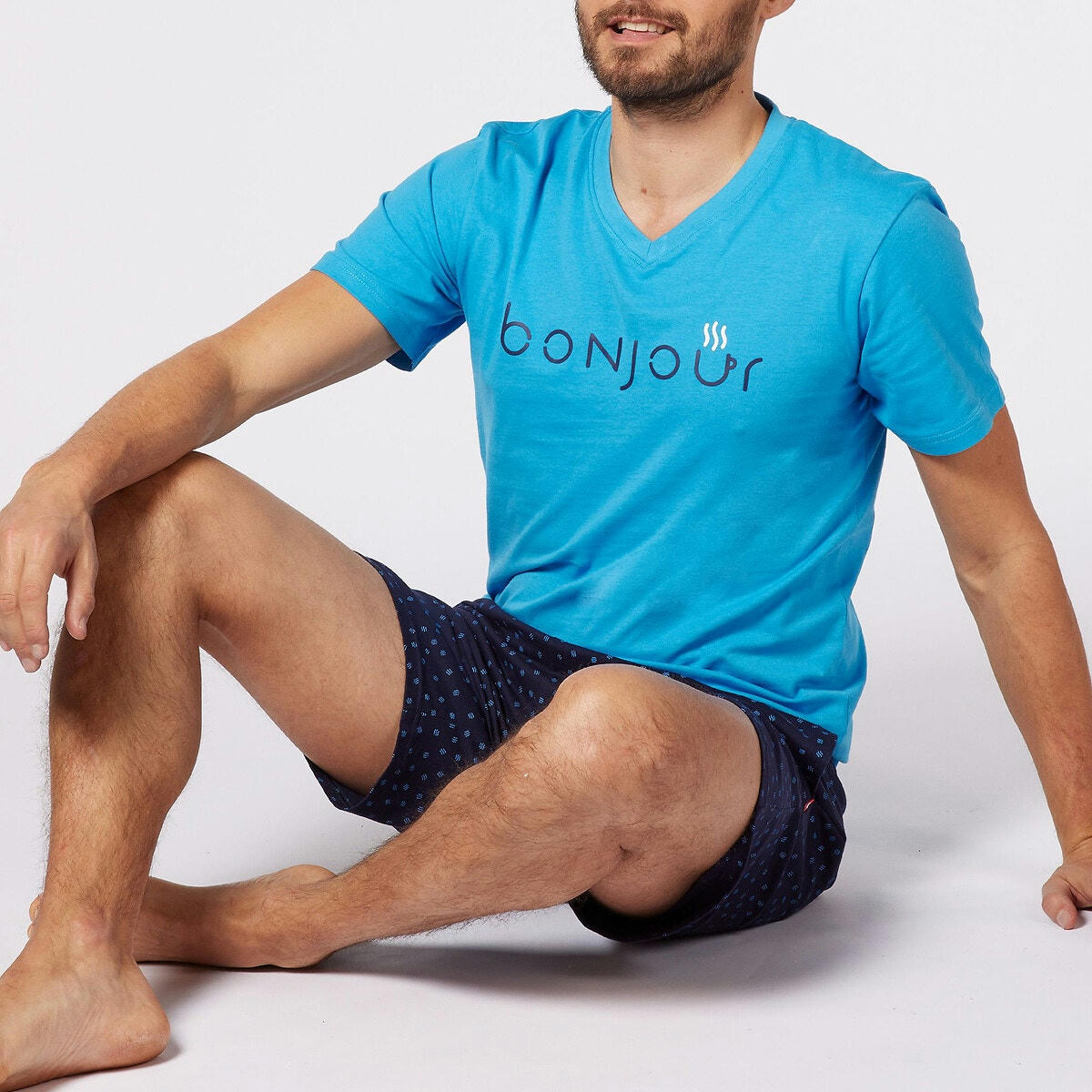 Pyjashort  t-shirt col V Bonjour