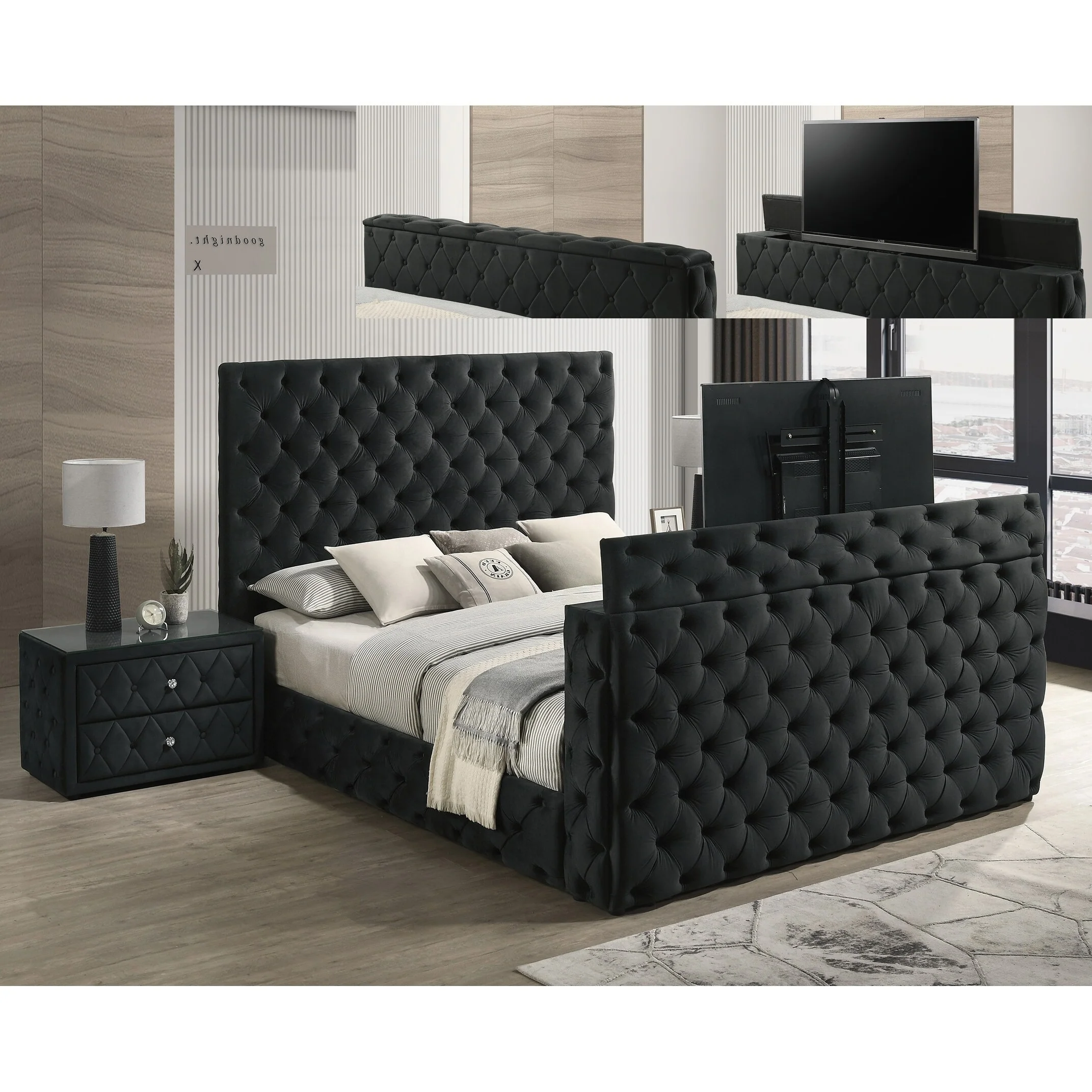 Luxurious Velvet Upholstered Nightstand with Stylish Design and Ample Storage