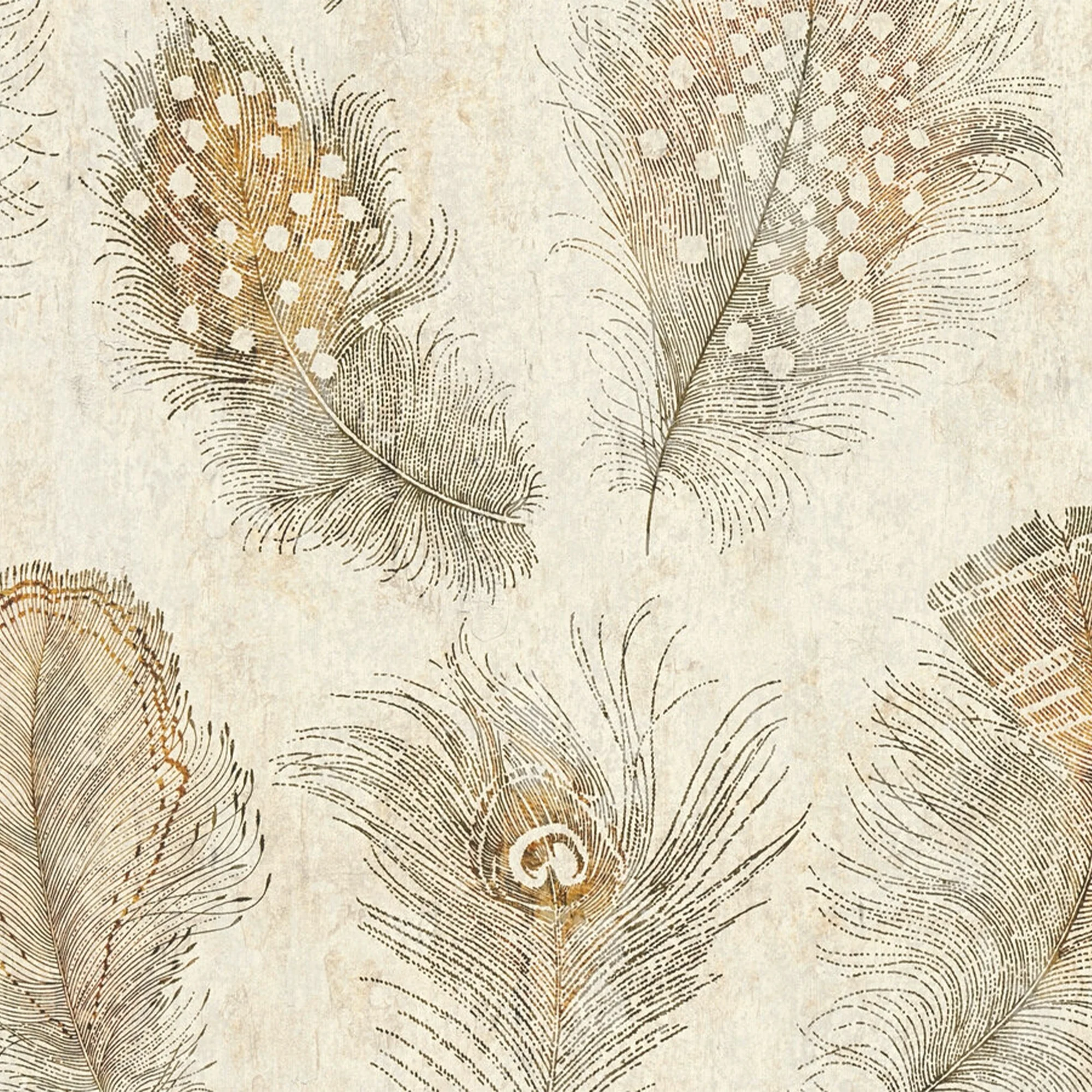 Papier peint intissé PIUMA coloris beige doré