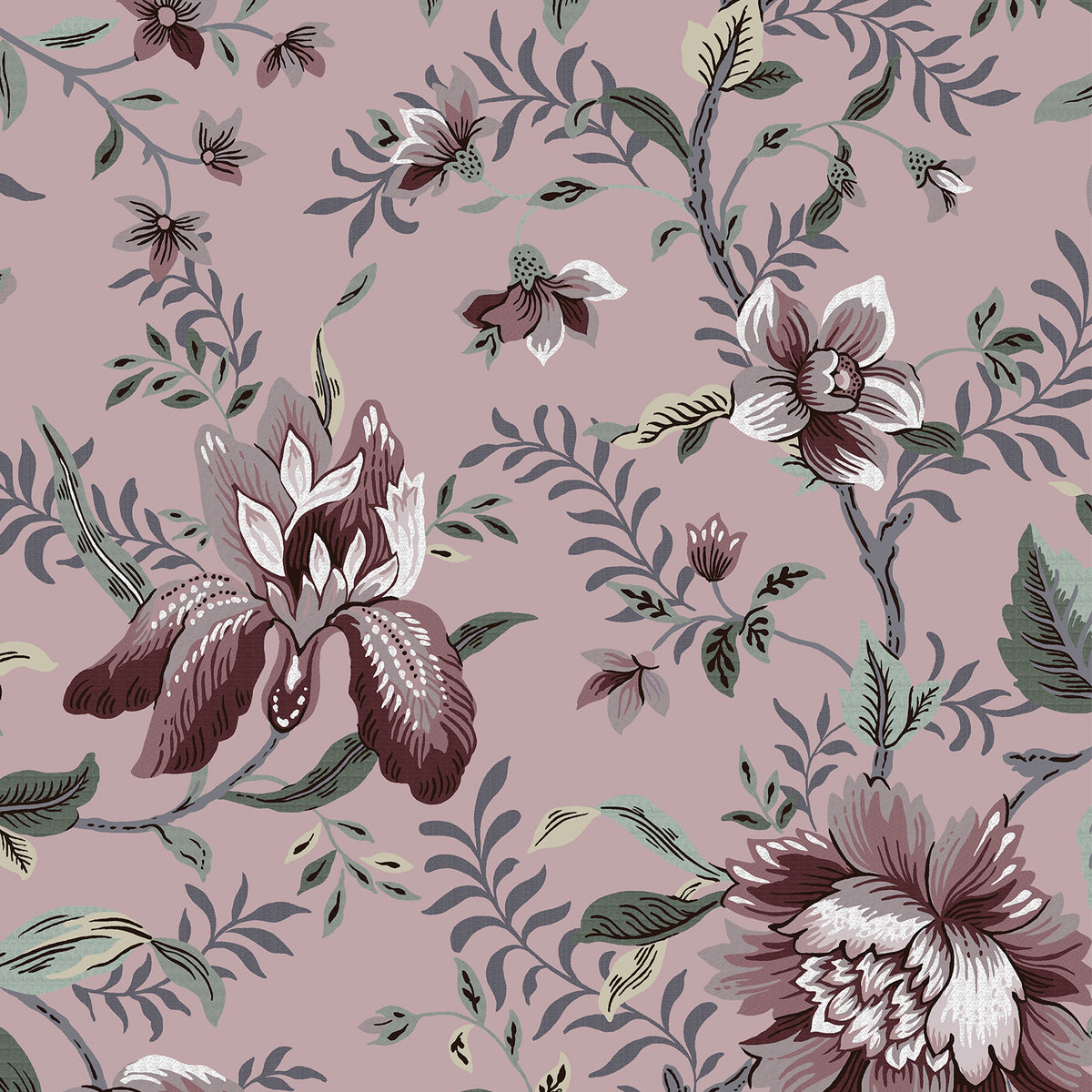 Laura Ashley Vliesbehang - Editas Garden Pale Blackberry 10mx52cm
