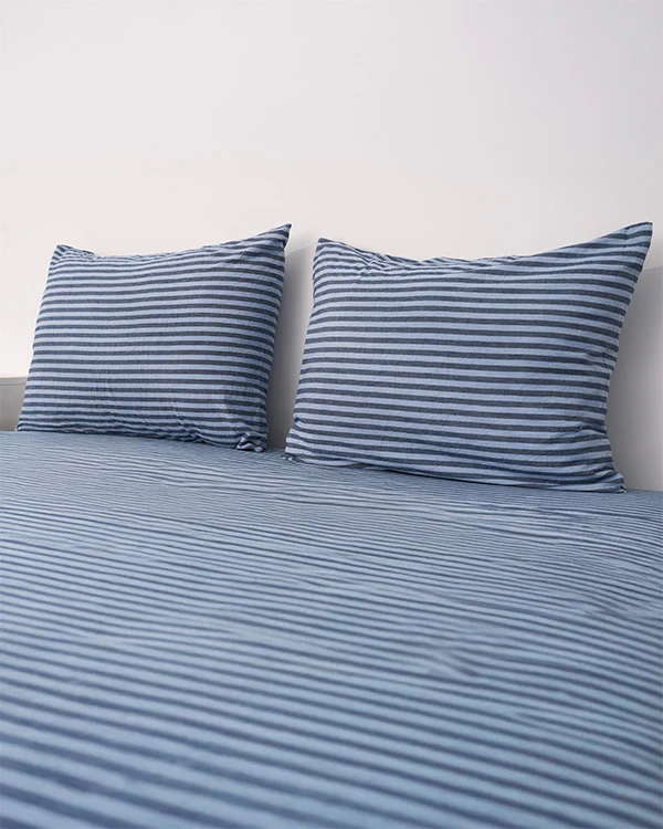 Classic Micro Twill Stripe Melange Pillowcase Set Indigo