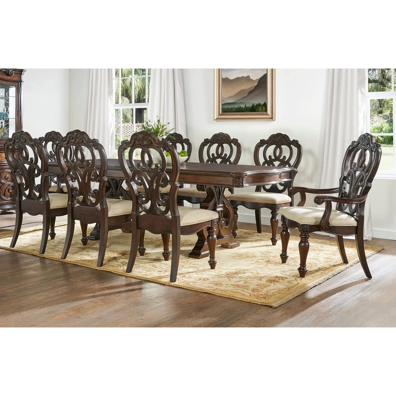 Steve Silver Richland Pecan Finish Traditional Dining Set