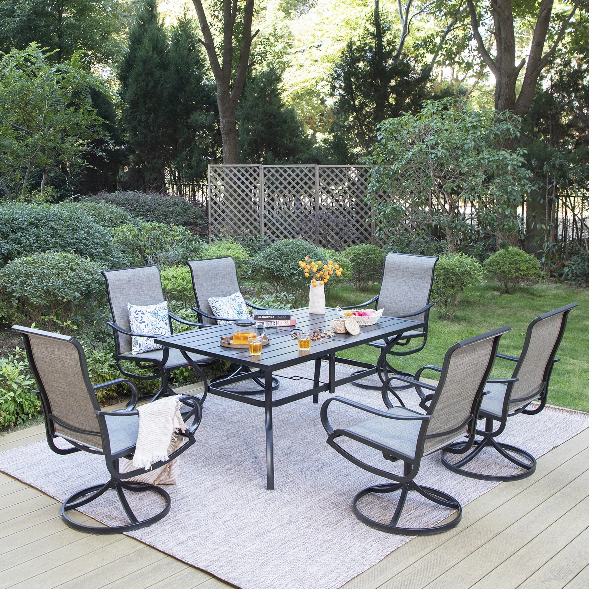 MAISON ARTS Contemporary Ergonomic Outdoor 7-Piece Patio Dining Set