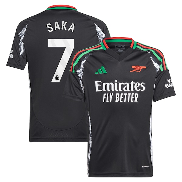 Bukayo Saka Arsenal adidas Youth 2024/25 Away Replica Player Jersey - Black