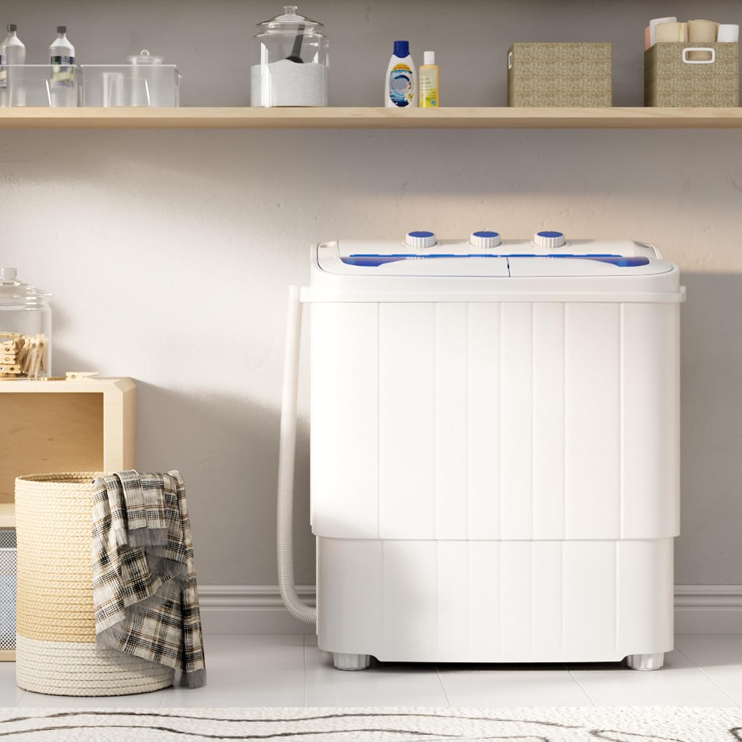 Portable Washing Machine,18 lbs Capacity,Washer and Dryer Combo Machine for Homes & Apartments,Twin Tub Laundry Washer with Spin Cycle
