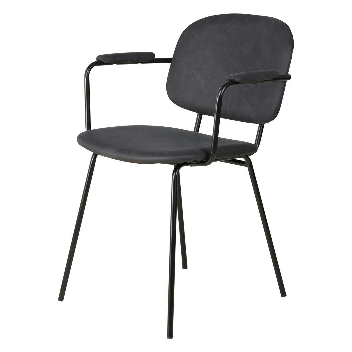 ASTON - Fauteuil tissu effet daim noir