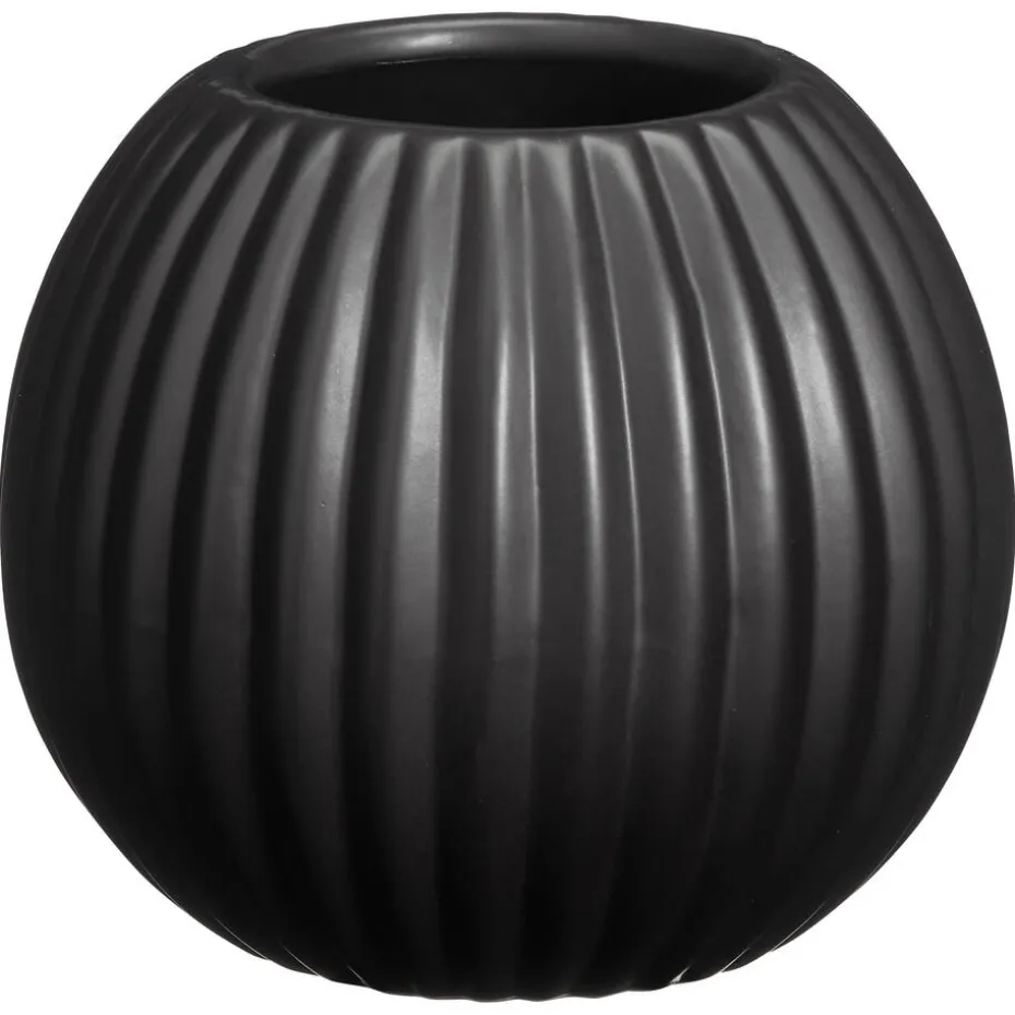 Kwantum Vazen & Potten | Bloempot Ribbel  Zwart
