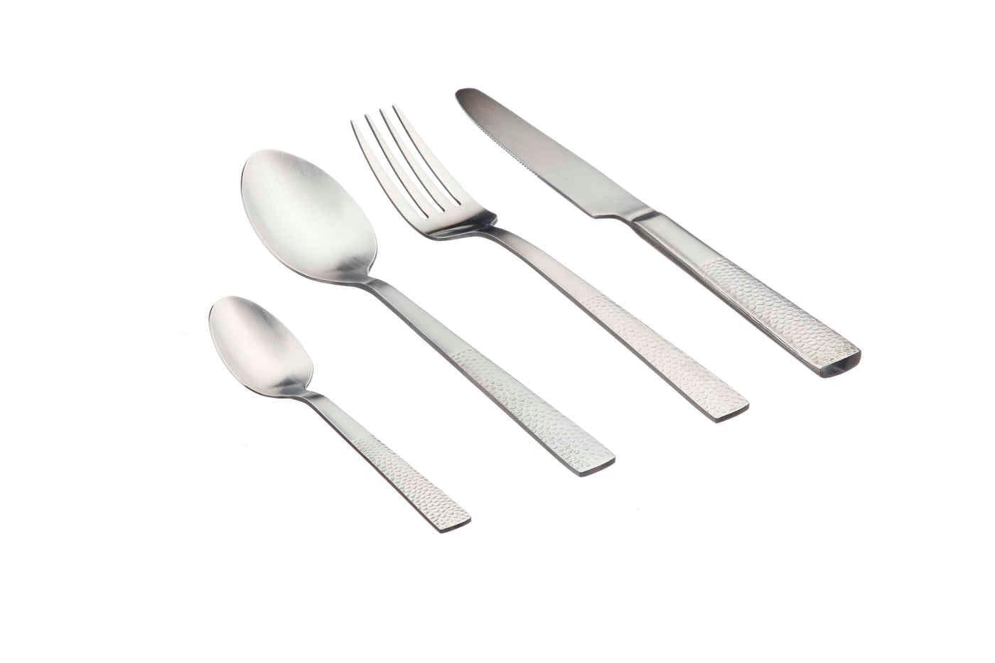 NUDE - Lot de 24 couverts de table en inox argent