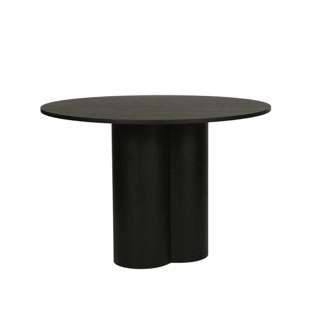 TYA - Table à manger ronde 110cm en bois noir