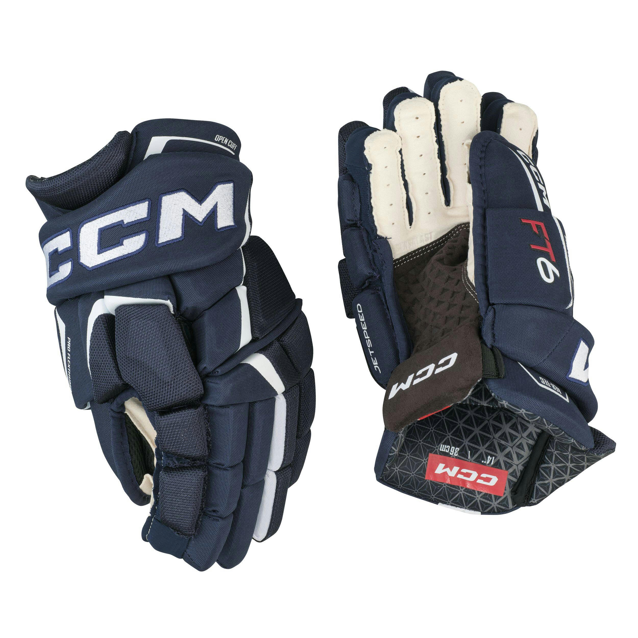 CCM Jetspeed FT6 Hockey Gloves, Senior, Navy/White, Assorted Sizes
