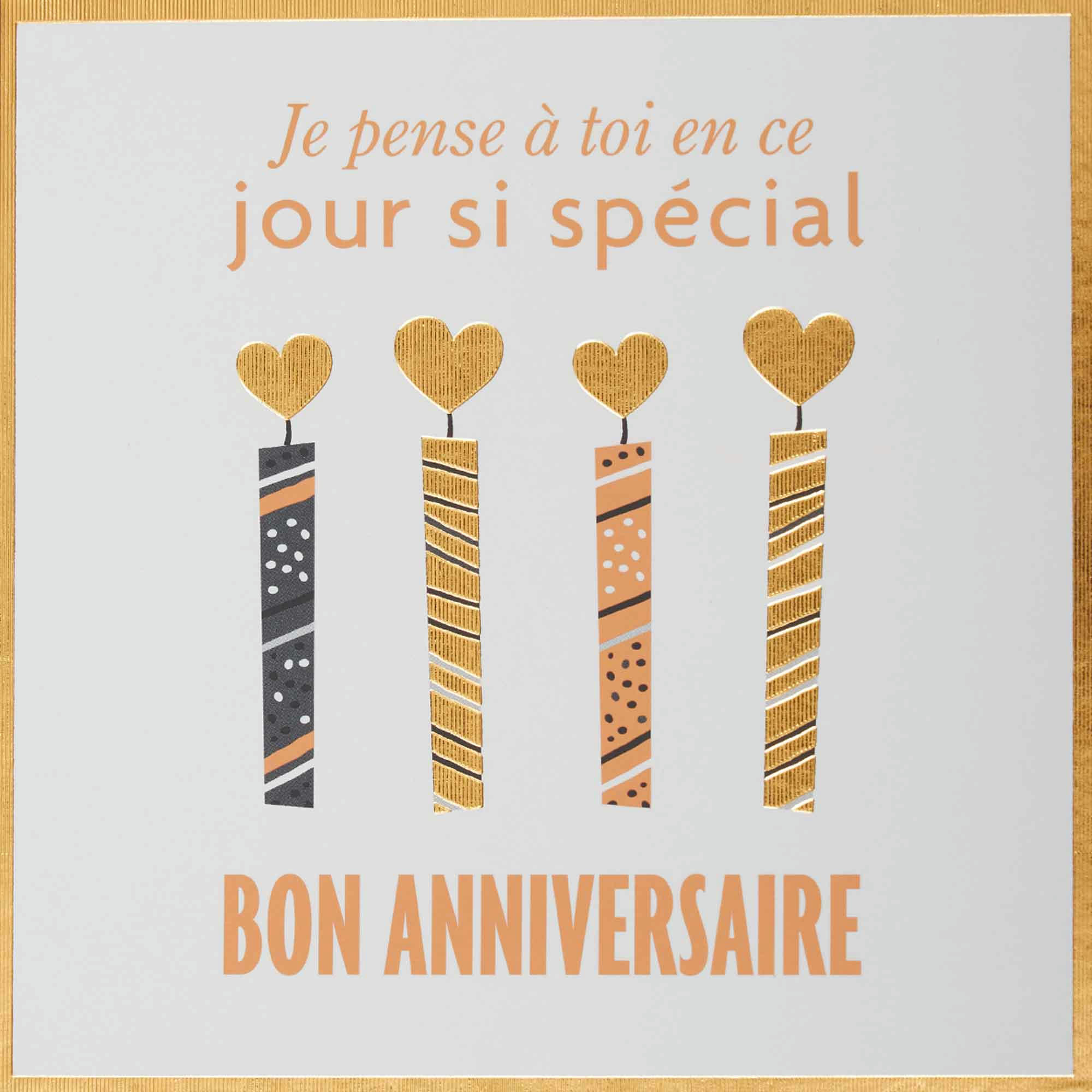 - Carte anniversaire bougies dorées
