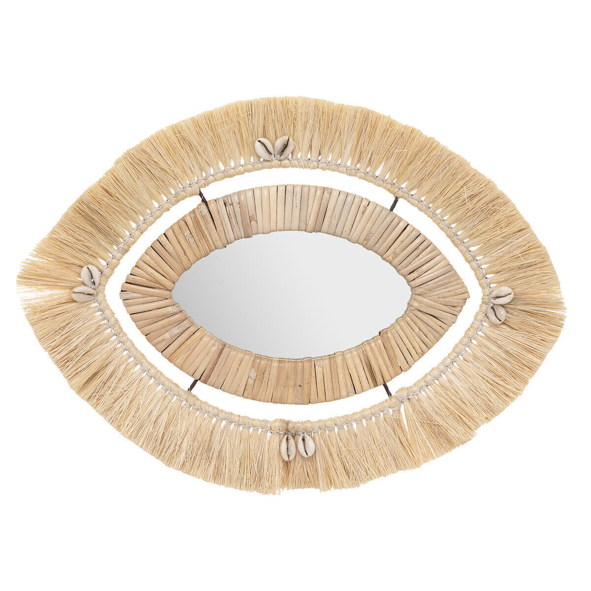 Espelho parede forma de olho em ráfia