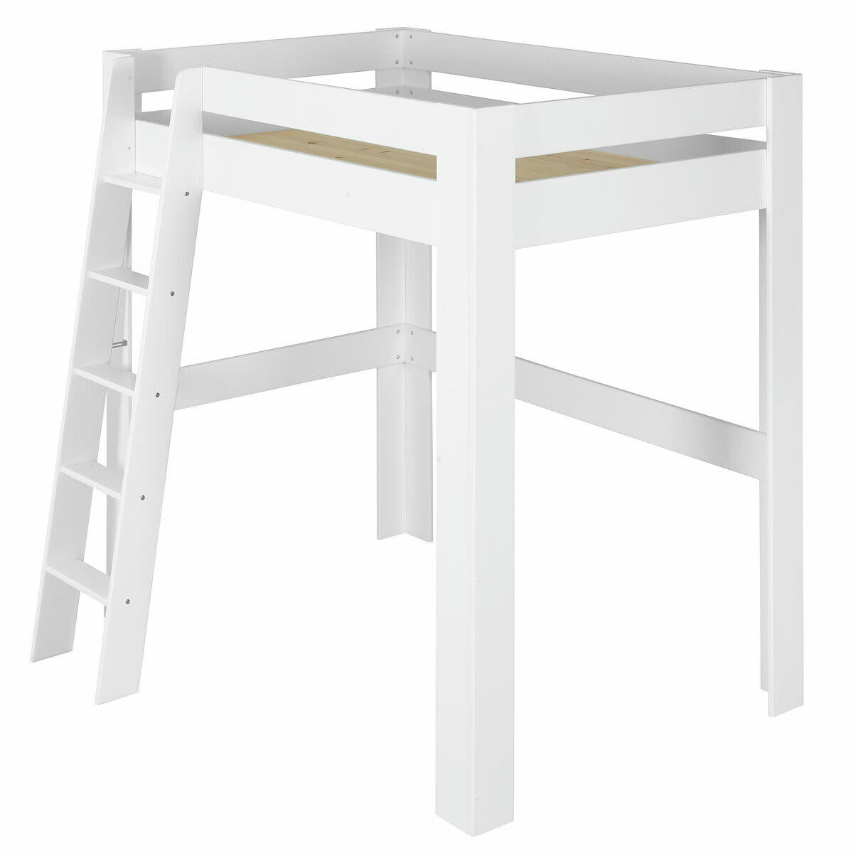 ALI - Lit mezzanine avec bureau 90x190 cm bois massif blanc