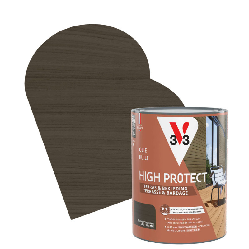 Huile pour bois de terrasse High Protect gris fumé 0,75 L V33