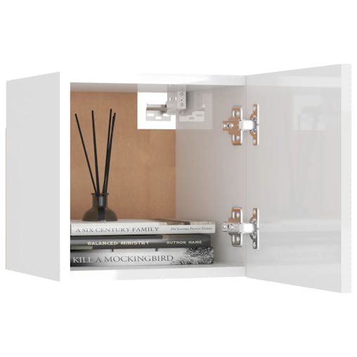 NNEVL Bedside Cabinet High Gloss White 30.5x30x30 cm Chipboard