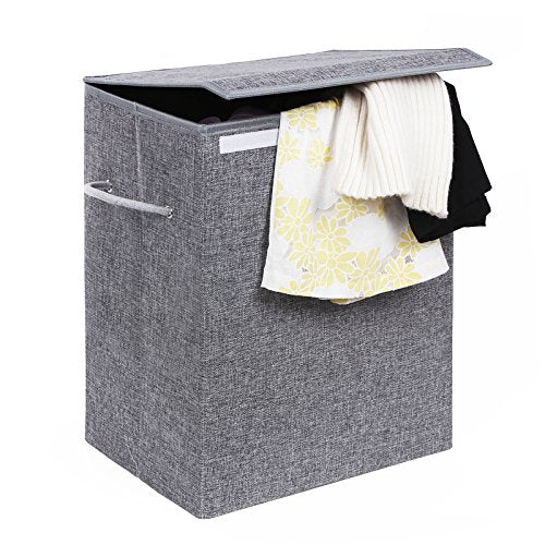 Panier à linge façon lin gris