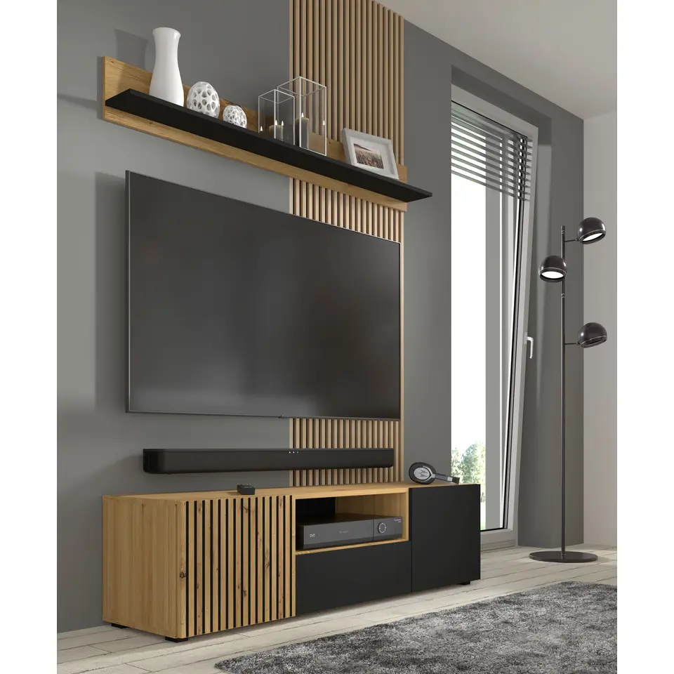 AURIS TV-meubel 150 cm artisan eiken / zwart mat