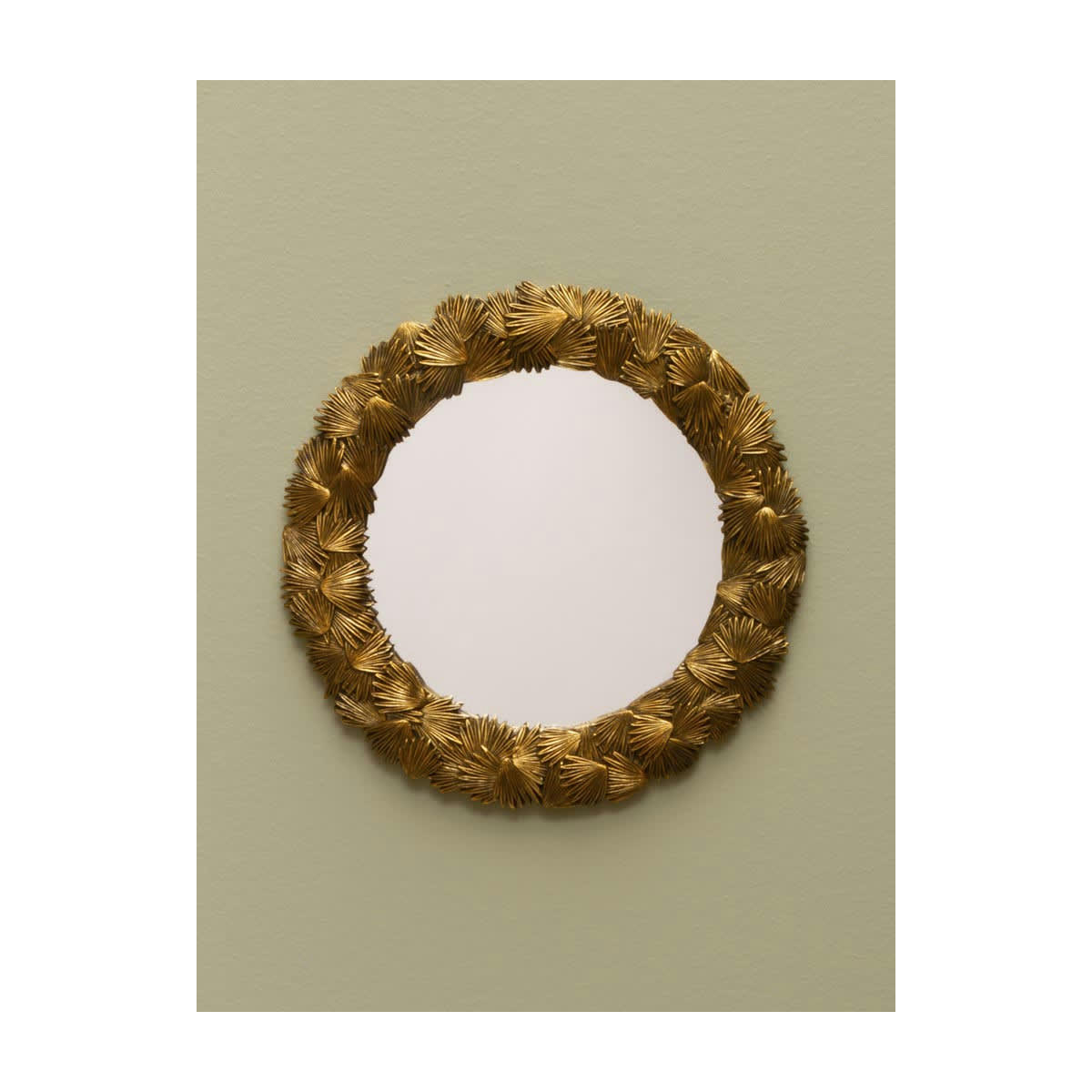 - Miroir rond doré palmes D33,5cm