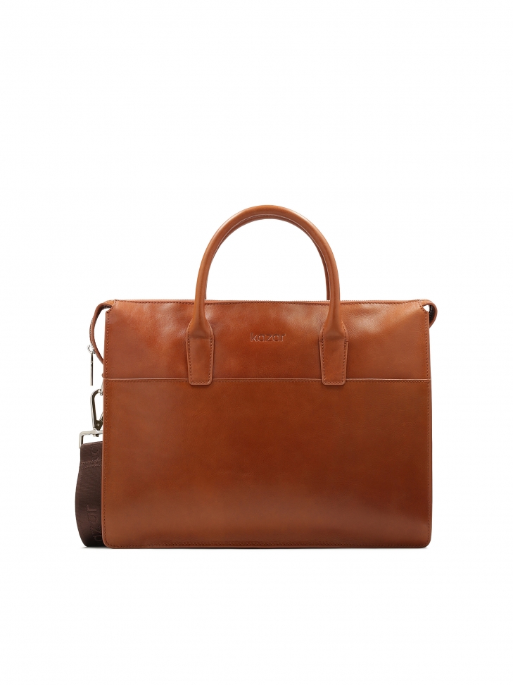 Brown leather single compartment bag