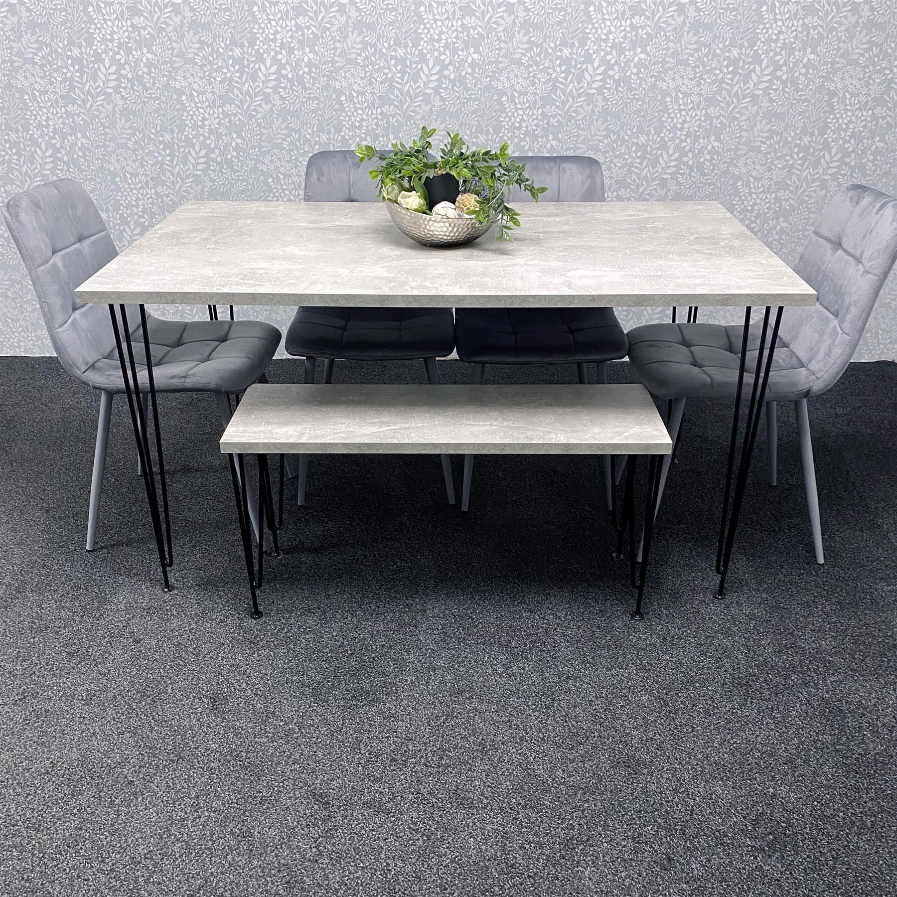 KOSY KOALA Dining Table With 4 Chairs Modern Dining Table Set With 4 Grey Chairs And 1 Bench Dining Room Furniture