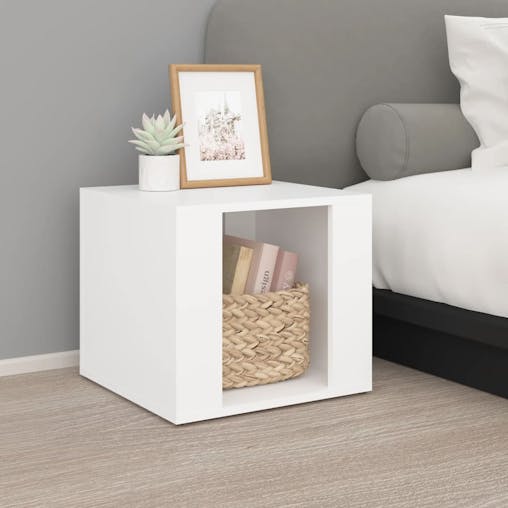 NNEVL Bedside Table White 41x40x36 cm Engineered Wood