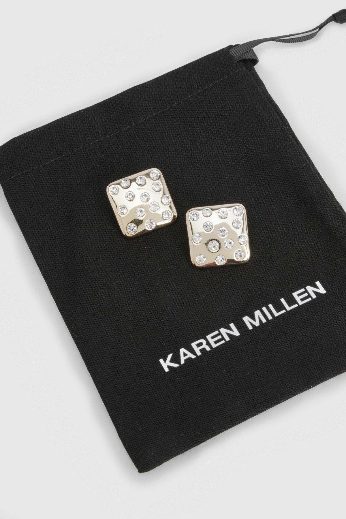 KarenMillen Diamante Sprinkle Square Stud Earrings