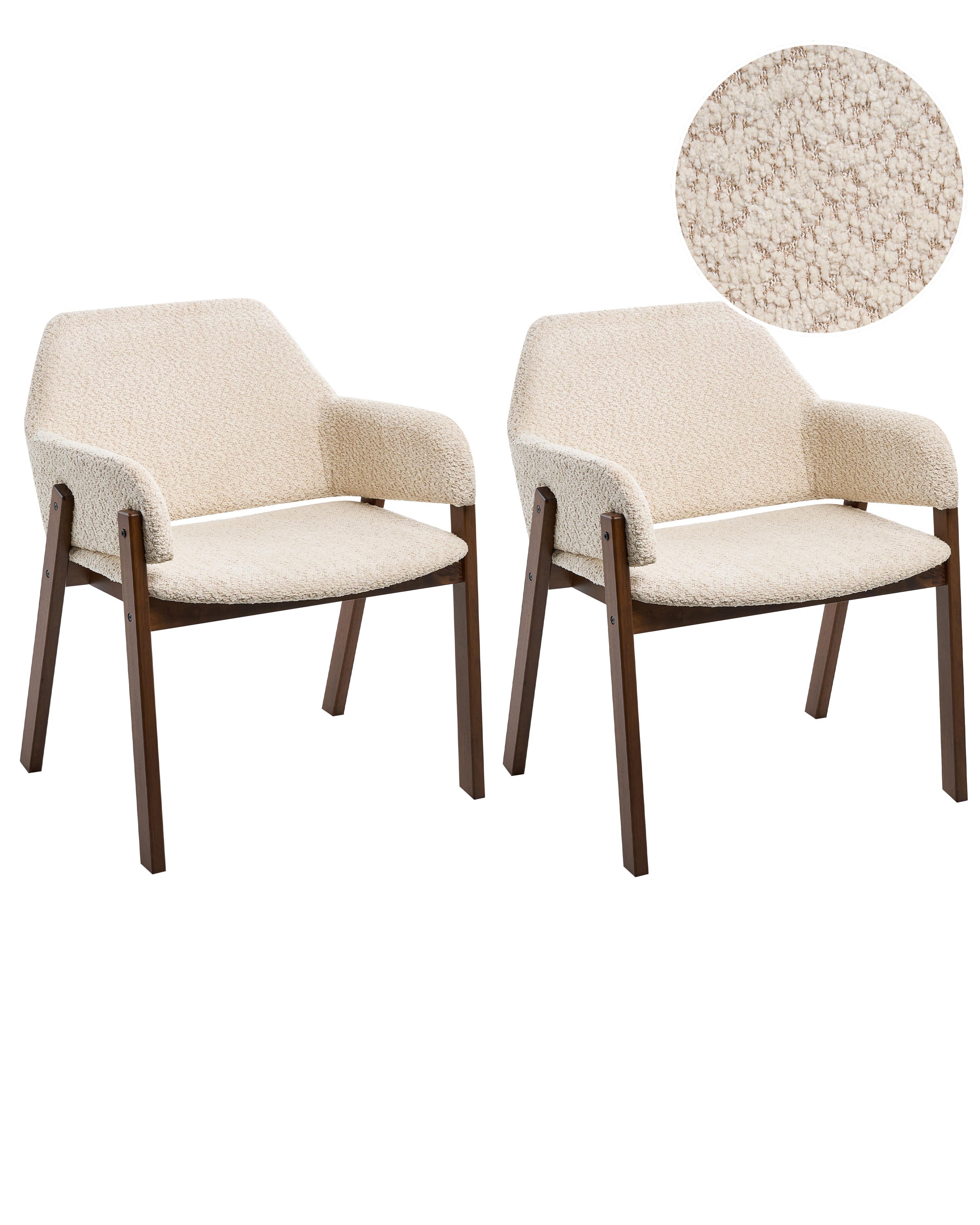 Set of 2 Dining Chairs ALBION Boucle Light Beige
