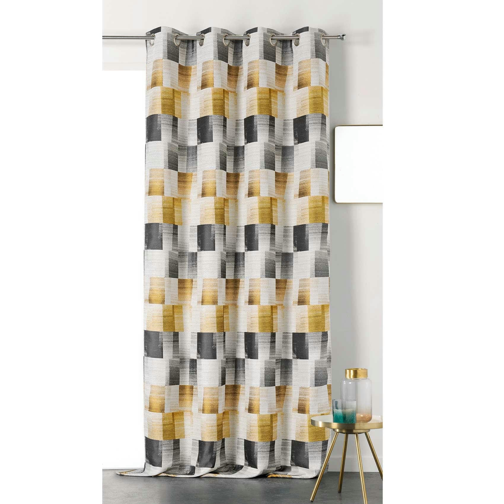 - Rideau tamisant ottawa polyester jaune 135x285 cm