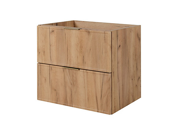 Meuble de salle de bain, Chêne Craft / Blanc, poignée dorée, 120 (2 x 60) x 46 x 57 cm