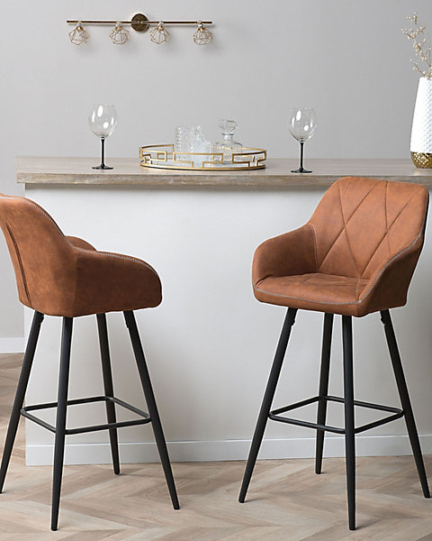 Lot de 2 chaises de bar DARIEN Marron doré