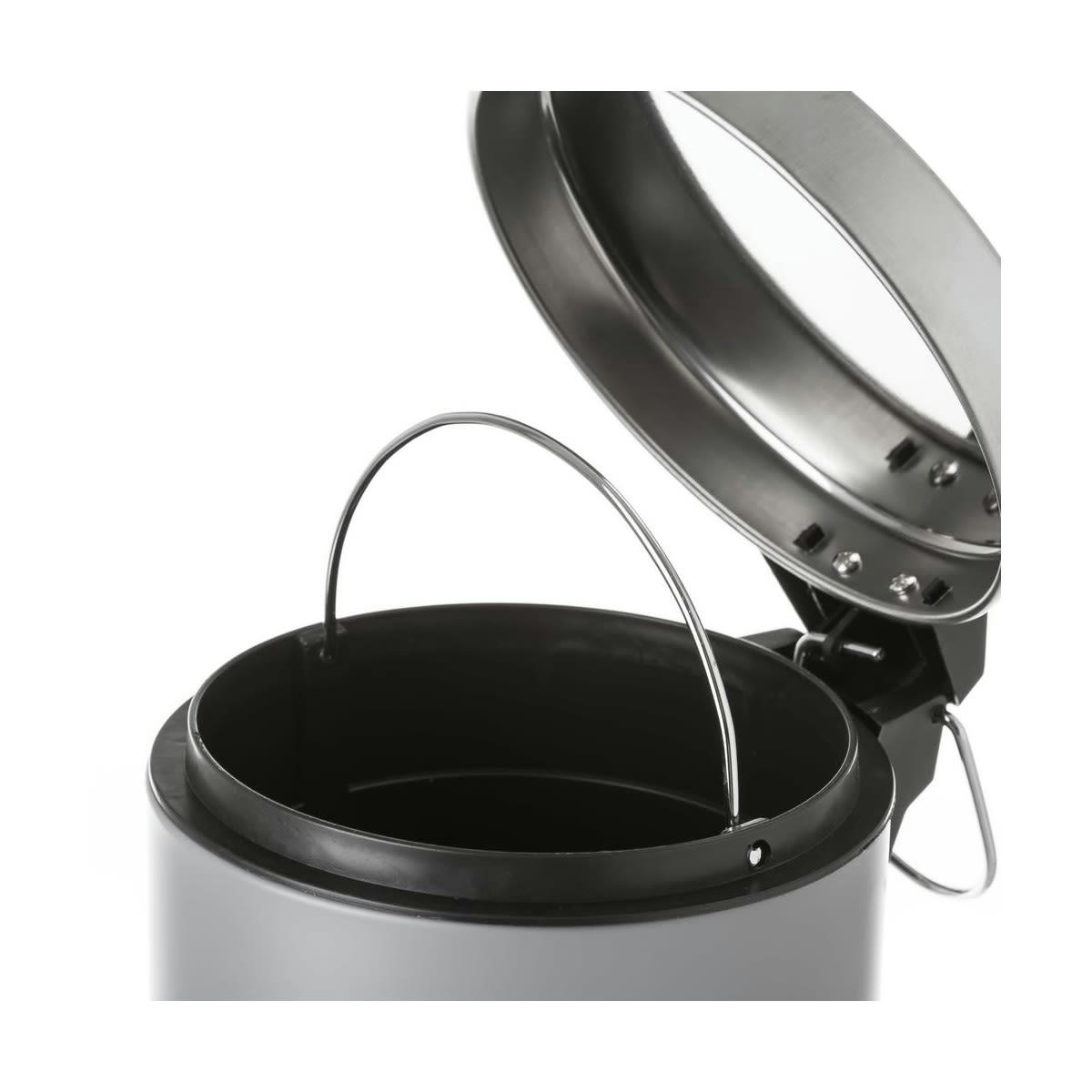 RONDE - Poubelle ronde à pédale en métal gris foncé 3L