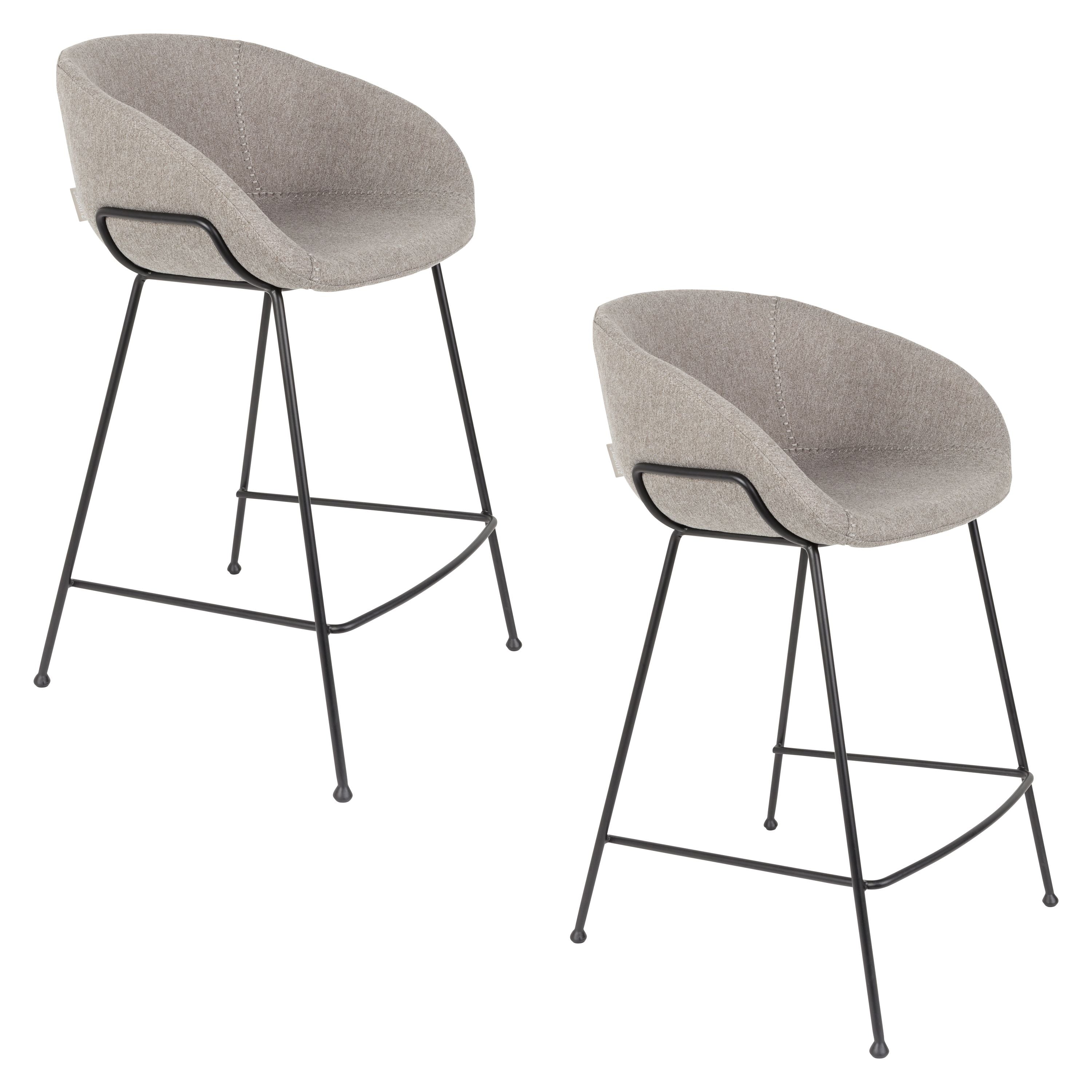 Zuiver Feston Barkrukken rugleuning 65 cm Grijs - Set van 2