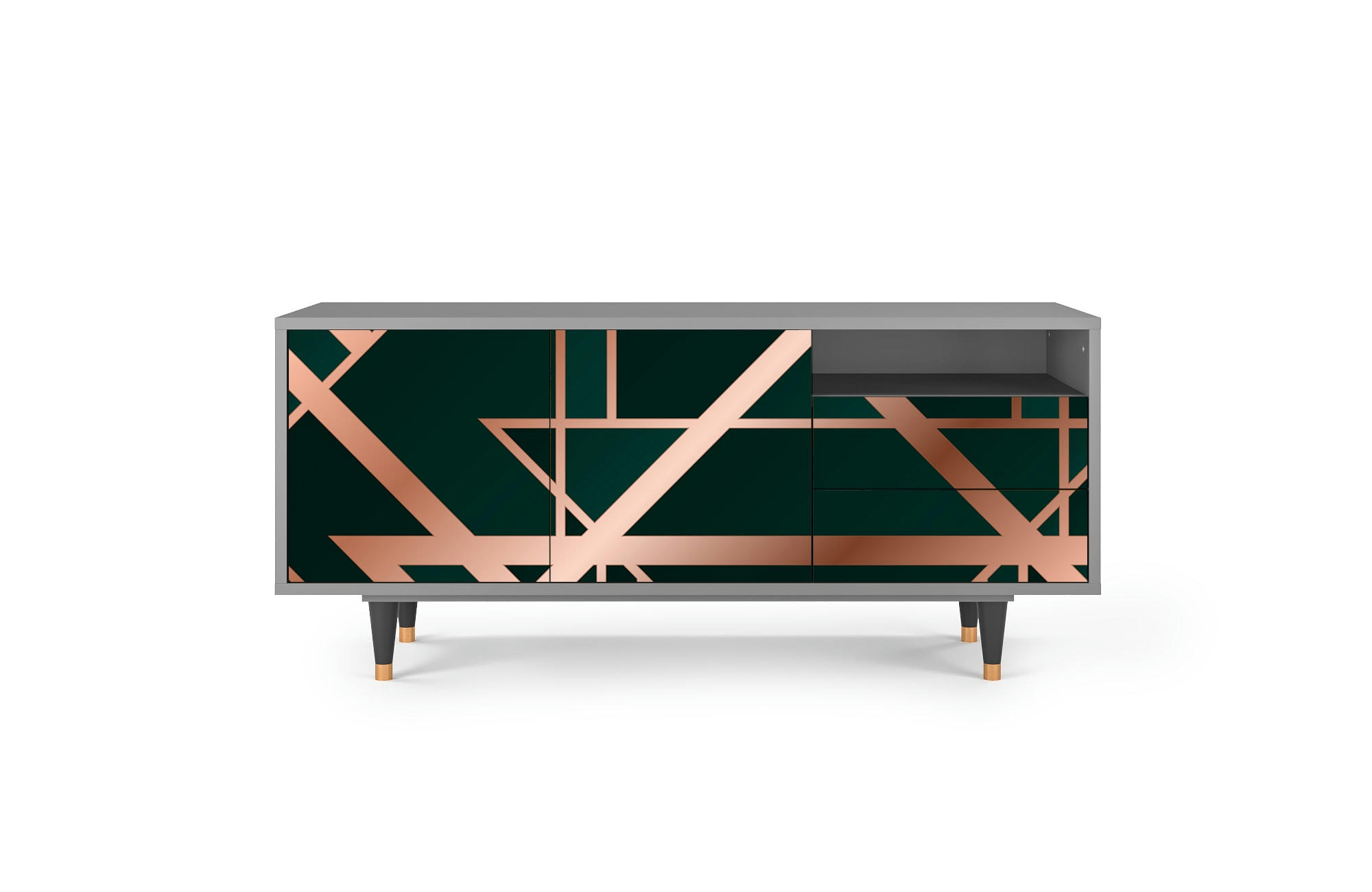 EMERALD GATSBY - Meuble TV  vert 2 tiroirs et 2 portes L 125 cm
