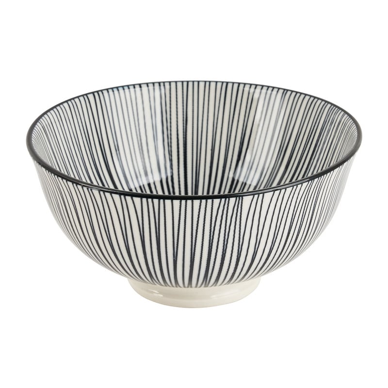 Tapas rijstschaaltje Sevilla - zwarte lijnen - &Oslash;11.5x5.8 cm