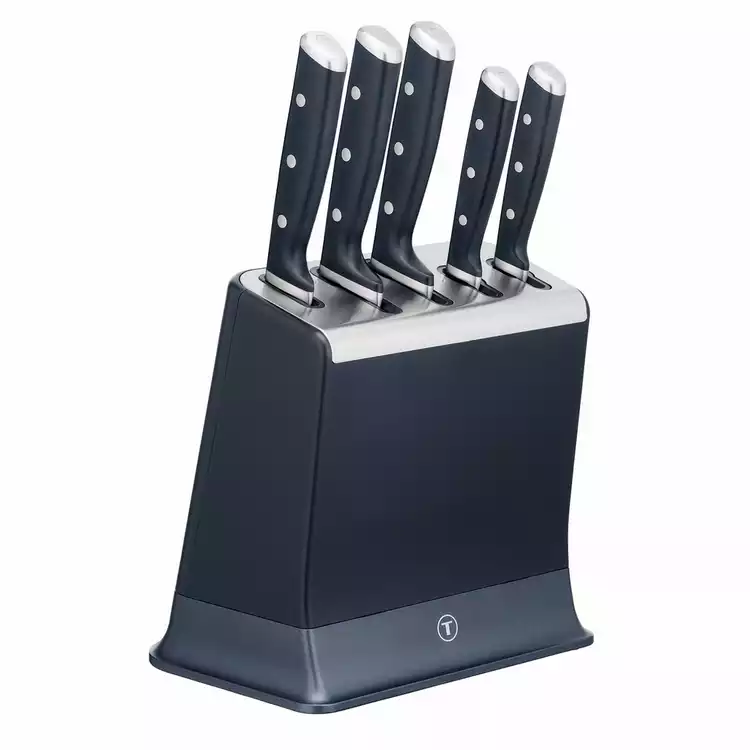 Tefal EverSharp Pro 5 Piece Auto-Sharpening Knife Block-Blue