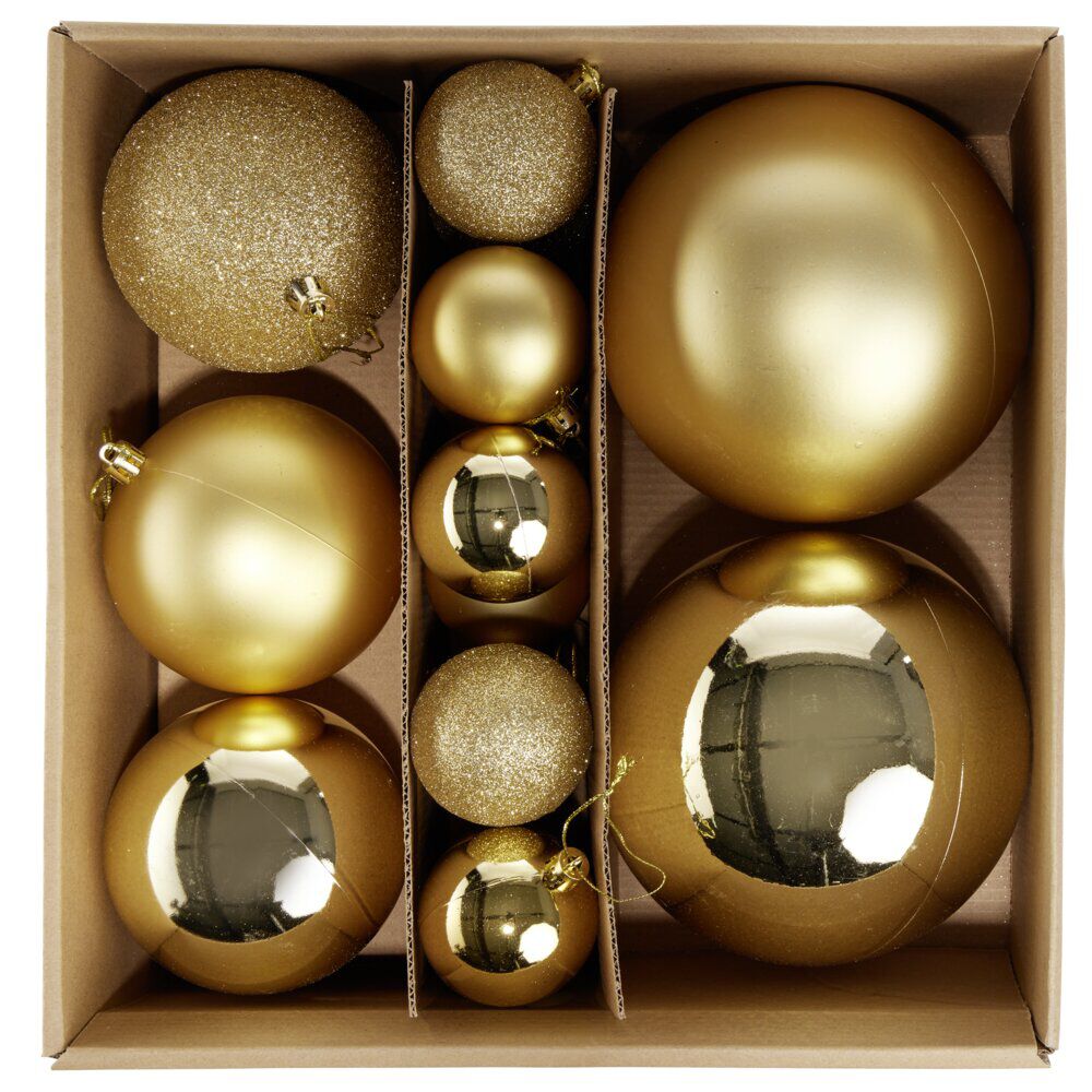Boule de No&euml;l jaune doré x15