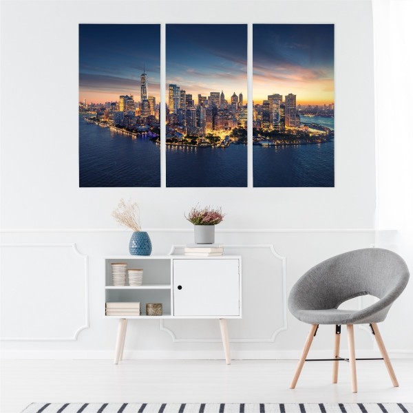 Obraz Tryptyk Wschód Słońca NEW YORK 3D 60x40cm