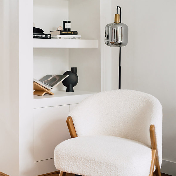 Lampadaire intelligent noir avec verre doré et fumé, avec Wi-Fi A60 - Zuzanna