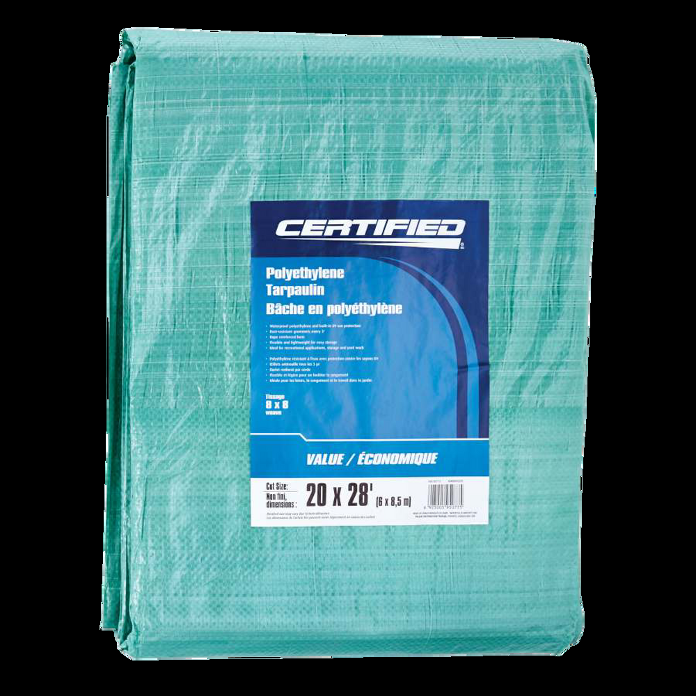 Certified Light Duty Poly Tarp, Waterproof, 20-ft x 28-ft